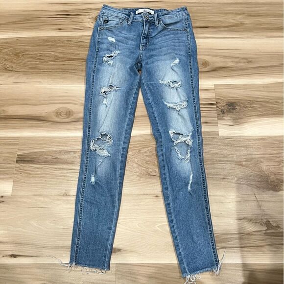 Kancan Mid-Rise Distressed Skinny Jeans Women’s 25 - Picture 1 of 4